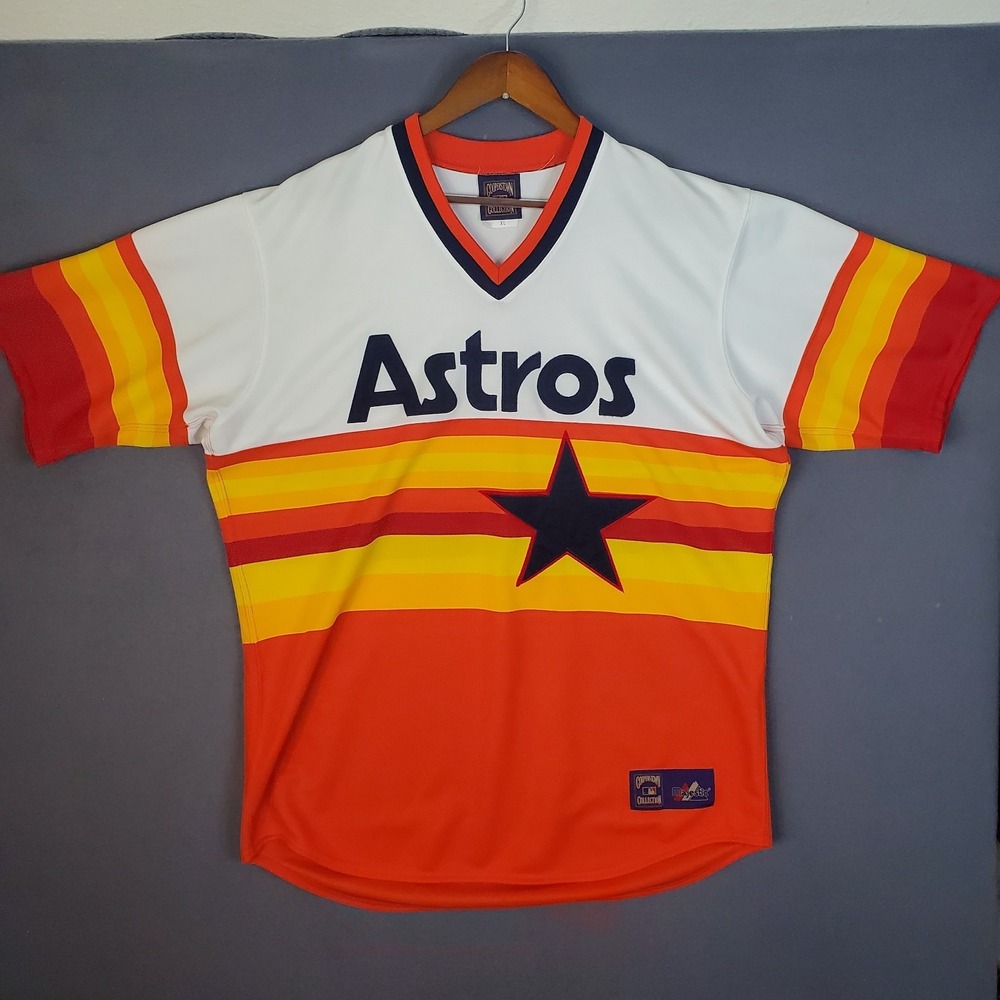 Houston‎ Astros Majestic Throwback Rainbow Cooperstown Collection Jersey X-LARGE